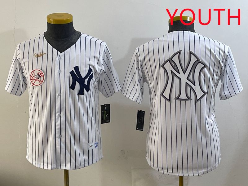 Youth 2025 New York Yankees Blank White Stripe Throwback Nike MLB Jersey style 18